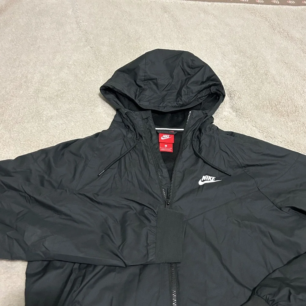 VTG Nike Windrunner Jacket Mens S Black Full Zip Hooded Windbreaker 90s